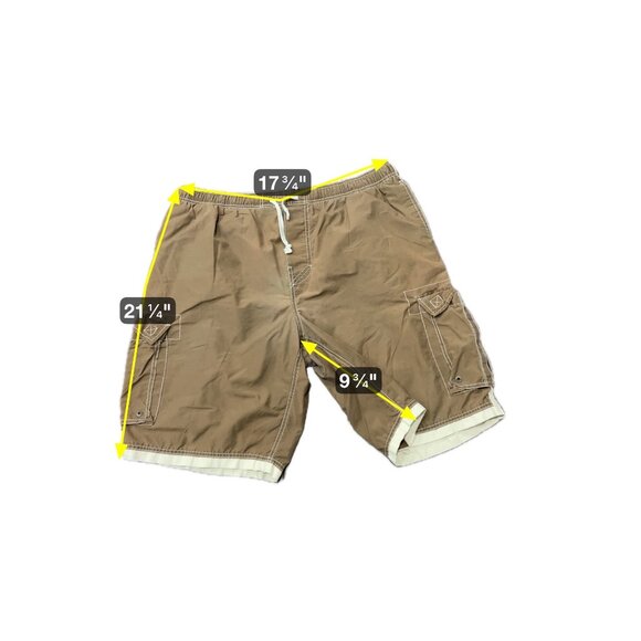 Arizona Jean Co. Mens Brown Cargo Shorts Elastic Waist Drawstring Swimsuit - Picture 6 of 9